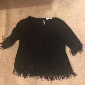 Black fringed sleeve shirt